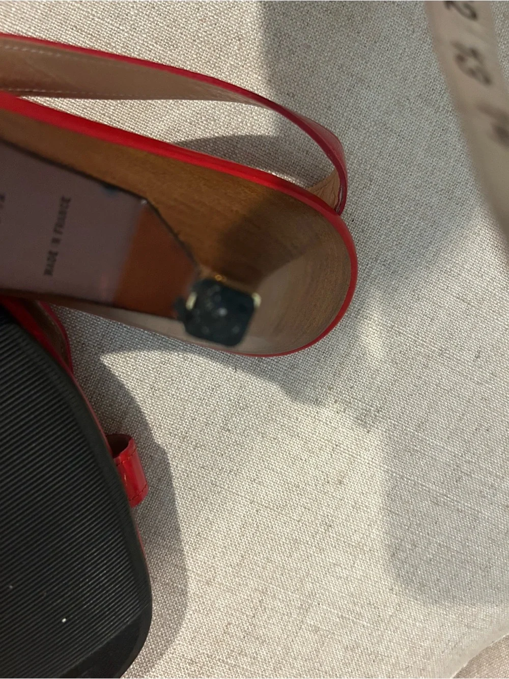 Louis Vuitton Patent Leather Red Slingback Sandals with Gold Accents - Picture 5 of 8